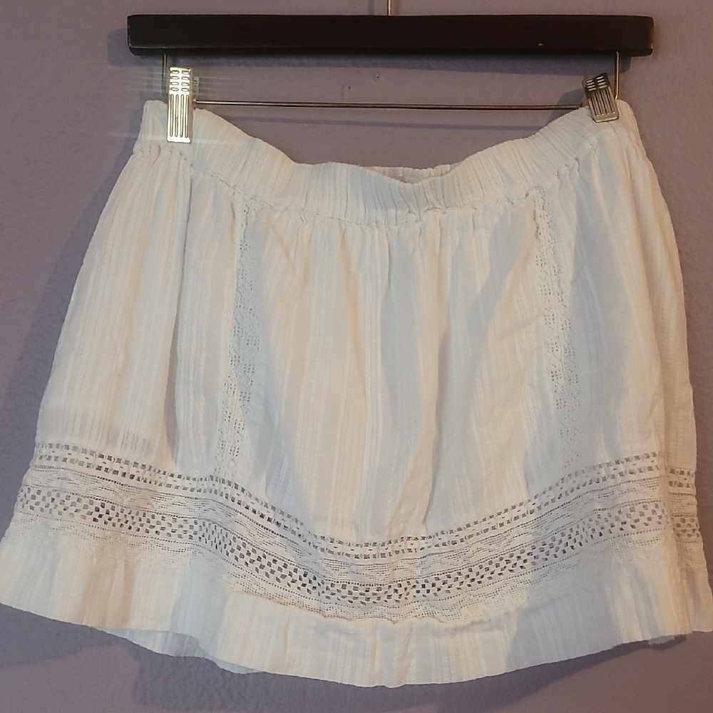 White Bubble Mini Skirt with Pleated Smocked Design